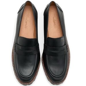 Madewell The Corinne Women’s Black Leather Loafers Lug Sole Size 8 Like New